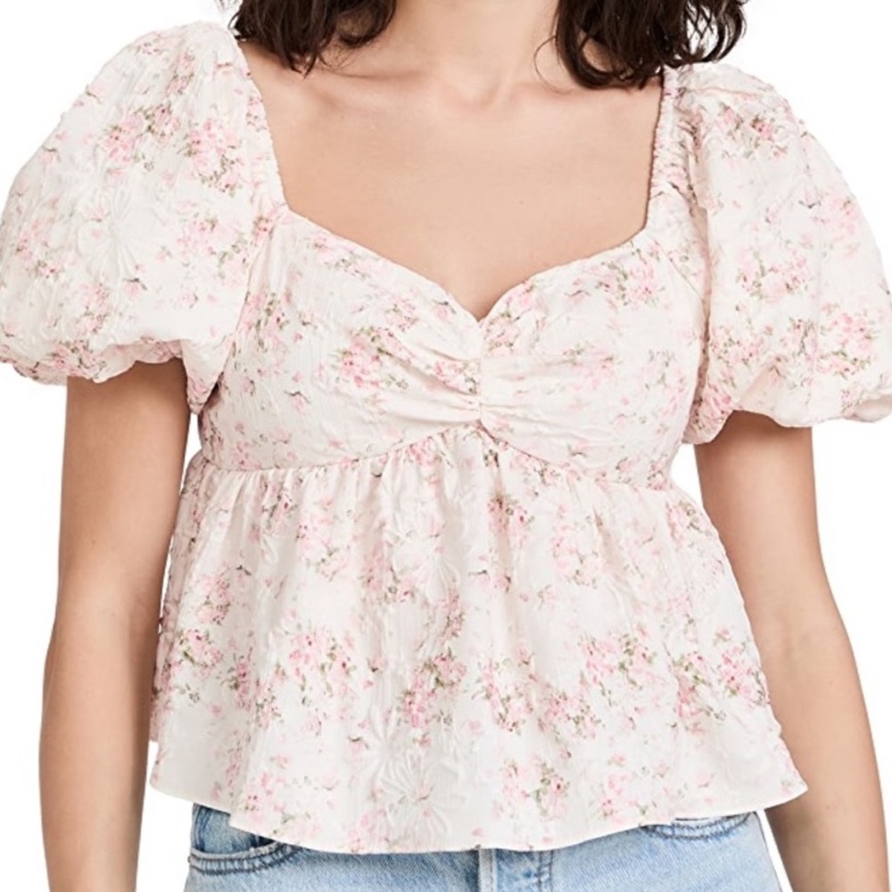 English Factory Floral Puff Sleeve Top Medium Bridgerton Aesthetic